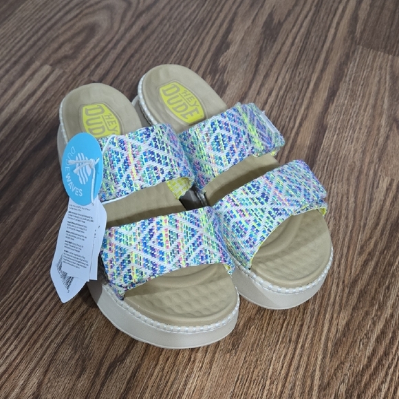 Hey Dude Blue Multi Patterned Textile - Picture 3 of 8